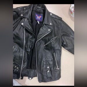 Men’s black riding jacket size 46 genuine leather by leather crafts